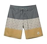 SURF CUZ Men's Vintage Cruzer Stretch Boardshort Chino Shorts（Yellow-Geometry，34）