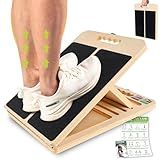 Slant Board for Calf Stretching, Adjustable Portable Wooden Incline Board for Calf Stretcher with Training Poster, 300 Lbs Weight Capacity Physical Therapy Equipment for Leg, Knees, Heel, Ankle