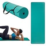 Gaiam Essentials Thick Yoga Mat Fitness & Exercise Mat With Easy-Cinch Carrier Strap, Teal, 72"L X 24"W X 2/5 Inch Thick