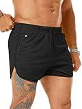 Sazeky Mens Running Shorts 3 Inch Quick Dry Lighweight Gym Workout Shorts with Zipper Pockets Athletic Jogging Shorts for Men Black
