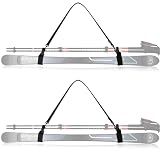 QOGIR Ski Strap and Pole Carrier: Adjustable Cushioned Shoulder Sling for Easy Transport, Ski Gear & Snowboard Carrying System, Lightweight & Comfortable & Durable Ski Equipment Accessories (2 Pack)