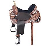 HILASON Western Horse Treeless Trail Barrel American Leather Saddle | for Horses