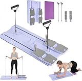 Pilates Reformer Board Set - 2025 Foldable 8-in-1 Pilates Machine for Full Body Workouts, Ab Core Trainer with Resistance Bands, Portable Home Pilates Equipment for Women & Men (Purple)