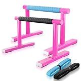 Purife Pink Strength Training Parallettes Push Up Bars, Pushup Handles Calisthenics Equipment for Home Workout, Anti-slip Gymnastics Bars, Handstand & Dip Bar for Outdoor Exercise