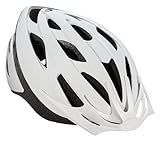 Schwinn Thrasher Helmet for Adults, White, Size 58-62 cm for Riders Ages 14+, Lightweight Microshell, Adjustable Dial and Straps, Interior Padding, 20 Air Vents, Removable Visor, Adult Bike Helmet