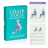 Chair Yoga Cards for Seniors Over 60, 53 Chair Yoga Pose with Step-by-Step Guides, Large Print Exercise Cards for Elderly, Gifts for Grandparents,Grandpa,Grandma,Get Well Gifts