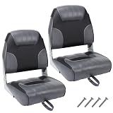 Garveelife 2 Pack Boat Seats, Low Back Folding Boat Seats, Fishing Boat