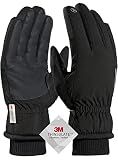 TRENDOUX Winter Gloves for Men, Water Resistance Women 3M Thinsulate, Outdoor Skiing Hiking Touchscreen, Windproof Cuff, Thick Thermal Wicking Insert, Snowboard Snow Running (Black L)