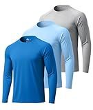 ZITY 3 Pack Men's Active Crew Neck Long Sleeve T Shirts Athletic Running Gym Workout Tops Bulk
