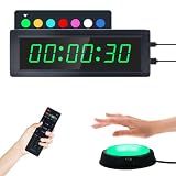 GAN XIN Gym Timer Clock with Remote Control & Push Button,7 RGB Color, Programmable Interval Timer, Countdown/Up Stopwatch,Wall Clock for Home Gym Garage,Portable Training Accessories(Plug-in)