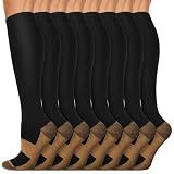 Copper Compression Socks 15-20 mmHg for Men & Women 8 Pairs – Circulation Support for Nurses, Travel, Running, Hiking, Soccer,Gift,Pregnant, Nurses(L/XL)