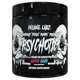 Insane Labz Psychotic Black Edition Mid Stimulant Pre Workout Powder, Energy Focus Pumps, Loaded with Creatine Beta Alanine Taurine Fueled by AMPiberry, 35 Servings (Gummy Candy)