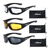 (3 PCS) Motorcycle Riding Glasses Foam Padded Eyewear Goggles UV Protection Anti-Wind Dustproof Motorcycle Sunglasses for Outdoor Activities Sports-Clear Yellow Smoke.1