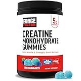 Force Factor Creatine Monohydrate Gummies, 5g Dose for Men & Women to Support Muscle, Strength, Recovery, Cognitive Health & Memory, Blue Raspberry, 150 Gummies