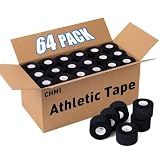 CHMI Athletic Tape,Black Sports Tape (64 Pack), 640 Yards Rolls Very Strong Easy Tear NO Sticky Residue Best Tape for Gymnastics Climbing Bat Injuries Medical (1.5 Inch X 640 Yards).