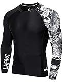 LAFROI Men's Long Sleeve UPF 50+ Baselayer Skins Performance Fit Compression Rash Guard-CLYYB Asym Dragon Size MD
