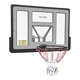 44'' Basketball Backboard and Rim Combo, Wall Mounted Basketball Hoops PET Shatter Proof Backboard and Competition Combo Durable Rim All-Weather Net for Indoor and Outdoor Use