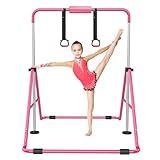 RINREA Gymnastic Bars for Kids with Adjustable Height, Folding Gymnastic Training Kip Bar, Expandable Horizontal Bar for Home