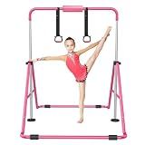 RINREA Gymnastic Bars for Kids with Adjustable Height, Folding Gymnastic Training Kip Bar, Expandable Horizontal Bar for Home