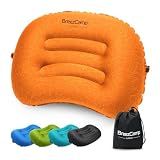 BreezCamp Inflatable Camping Pillow, Travel Blow Up Air Pillow, Neck Lumbar Support Ultralight Compact Pillow for Outdoor Hiking Backpacking Car Beach Airplane Sleeping Essentials, Orange
