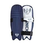 SNICK MEGALITE Cricket Batting Pads - Ultralite Leather Pads - High Protection - Two Straps Less Than Two lbs - Ambidextrous (Youth Navy)