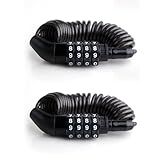 UP Security Small Retractable Cable Lock with Code, 4 Digit Combination Lock Outdoor Travel Essentials for Ski Snowboard, Luggage, Suitcase, Motorcycle Helmet, Kids Bike, Stroller Anti Theft, 2-Pack