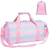 Bagseri Dance Bag for Girls - Kids Duffle with Shoe Compartment, Gymnastics Tote for Sleepover Travel with Water Resistant Wet Pocket (Tie-dye,Pink)