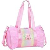 Personalized Monogram Dance Bag for Girls - 3-8 Years Kids Lightweight Water Resistant Oxford Backpack for Ballet Cheerleading Sleepovers Gymnastics Pink A