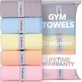 Trailoom Microfiber Gym Towels, Quick Dry, Highly Absorbing, Odor-Free | Men & Women - Workout Sweat Sports Towel for Hot Yoga, Tennis, Running, Exercise, Working Out, Camping, Set of 5