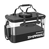 Fishing Bucket Foldable, Live Bait Bucket 6GAL with Breathable Skylight & Aeration Hole, Multi-Functional Live Fish Container for Fishing, Camping, Moving, Thickened EVA & Comfortable Handle