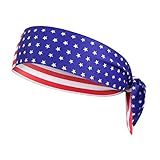 Sports Tie Headband Flag Printed Adjustable Non Slip Elastic Breathable Sweatband for Running Cycling Basketball Badminton