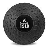 ProsourceFit Slam Medicine Ball, Tread Textured Grip Dead Weight Balls for Strength and Conditioning Exercises, Cardio and Core Workouts, 15lb, Black
