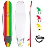 WAVESTORM Classic Soft Top Foam 8ft Surfboard (Rasta