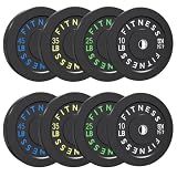 2-Inch Olympic Rubber Weight Plates Sets, Bumper Plates Set for Strength Training, 230LB Set, Colored