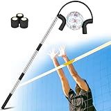 AugFir Volleyball Spike Trainer, Adjustable Length 55"-71" Volleyball Hitting Trainer, Double Arc Protection Quick Pickup Volleyball Training Equipment (Silver)