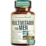 Multivitamin for Men with Methylated Vitamins and Chelated Minerals for Energy, Focus and Immune Health – Premium Daily Mens Multivitamins & Multiminerals – 60 Capsules