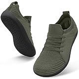 relxfeet Men's Minimalist Barefoot Shoes Wide Toe Zero Drop Sole Cross-Trainer Lightweight Slip-on Walking Shoes Trail Running Sneakers Fitness Gym Jogging Wrestling Hiking Lifting Army Green 10.5