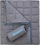 KingCamp Ultralight Camping Blanket, Packable Down Alternative Puffy Wearable Blankets Weatherproof Warm Package Quilt with Snap Buttons for Outdoor Hiking Travel Picnic Stadium (69" x 53", Charcoal)