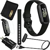 Fitbit Inspire 3 Health & Fitness Activity Tracker (Black) with Workout Intensity, Sleep Tracking, Heart Rate, S & L Bands, 3.3foot Charging Cable, Wall Adapter, Screen Protectors & PremGear Cloth