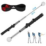 FODESAN Retractable Golf Swing Trainer, Training Aid with Grip Trainer, Swing Mechanics for Beginners & Tempo Training for Advanced, Click Feedback, Muscle Training, Indoor/Outdoor