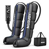 Musugy Sequential Leg Compression Massager for Circulation : Full Leg Air Compression Boots for Massage Therapy & Fatigue Relief - 9 Intensity, 6 Modes, 3 Timers for Athletes, Runners, Gym (Medium)