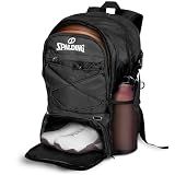 Spalding Basketball Backpack Sports Bag | Large Black Backpack with Shoe and Ball Compartment | Use for Sport Accessories and Stuff | Gifts for Basketball Players
