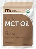 Micro Ingredients Organic MCT Oil Powder with Prebiotic Fiber, 8 oz | C8 MCT Oil for Coffee Creamer | No GMOs, Keto Diet, Vegan