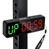 Small Gym Timer Clock Stopwatch Magnetic Workout Interval Timer, Large LED Digital Display, Home Accessories Countdown Clock for Home Gym Garage Schools (Matte Black)