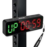 Small Gym Timer Clock Stopwatch Magnetic Workout Interval Timer, Large LED Digital Display, Home Accessories Countdown Clock for Home Gym Garage Schools (Matte Black)