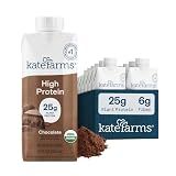 KATE FARMS Organic High Protein Chocolate Shake, 25g Protein, 12 Pack