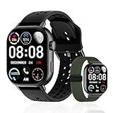 moutarlier GPS Running Smart Watch with Step & Calorie Counter and Oxygen Sensor (Bonus Bands Included) – Extra Large Display Tracking for Women Men, Android iOS, 50m Waterproof（Black