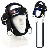 Fitness Neck Head Harness Trainer, Adjustable Chin Strap and Head Harness Strength with Nylon Tether, Neoprene Neck Exerciser for Weight Lifting, Home and Gym Use, Black