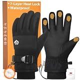 Winter Gloves Men Women with 3M Thinsulate, Waterproof Snow Gloves, Black-L | Cold Weather Thermal Warm Ski Snow Gloves, Touchscreen No-slip Insulated Gloves for Work, Snowboarding, Cycling, Hiking