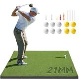 Golfguru Golf Mat, 5x4ft 31mm Dense Elite Golf Hitting Mats Practice with 10 Balls, 9 Tees, Heavy Duty Artificial Hitting Training Matt for Backyard Driving Chipping Indoor Outdoor Simulators